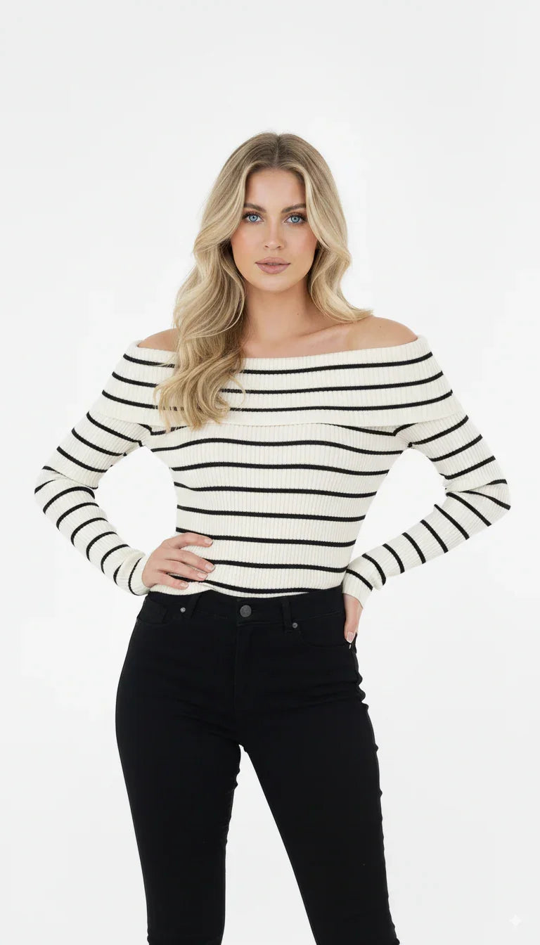 Blusa Ombro a Ombro Listrada