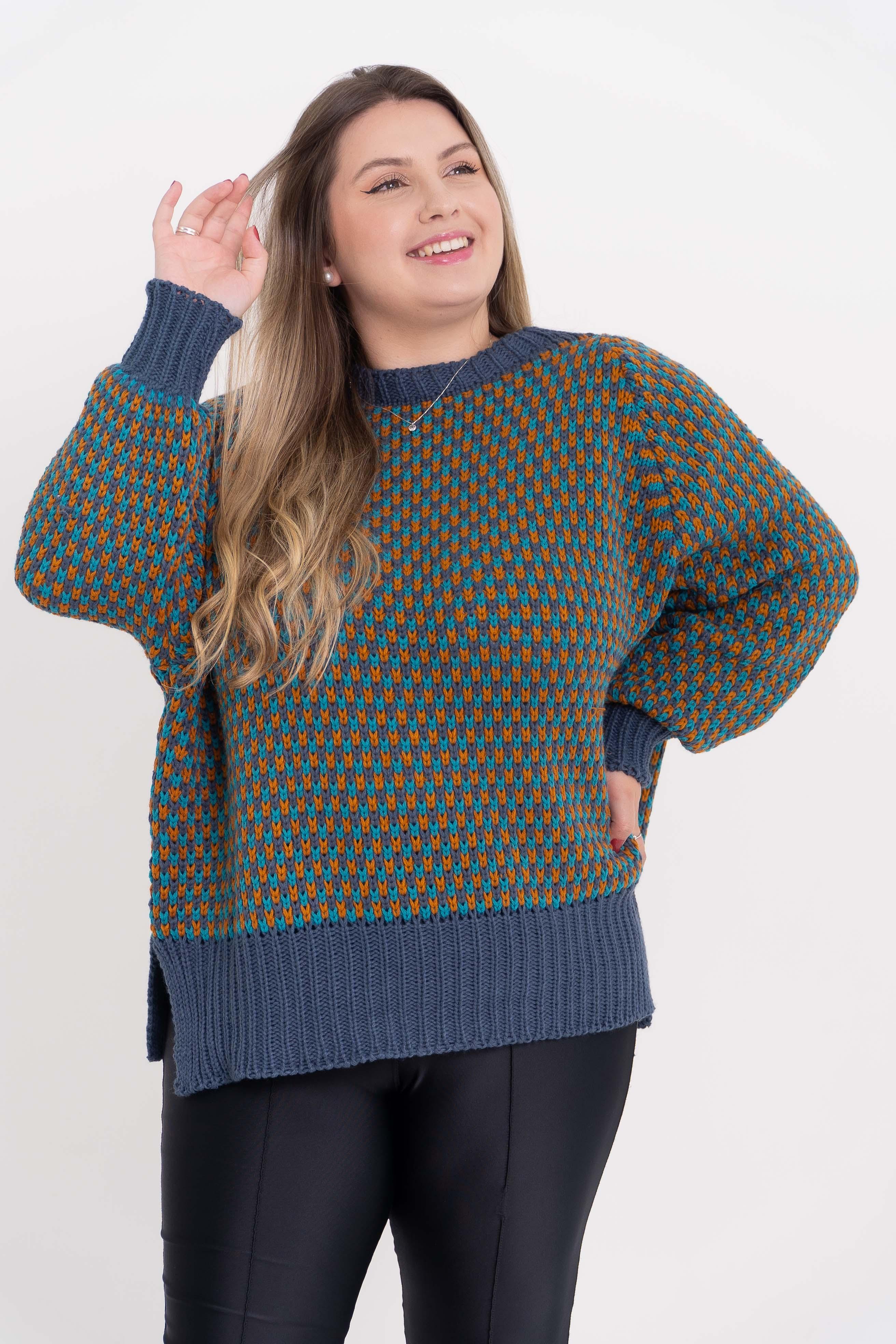 Poncho de lã mesclado