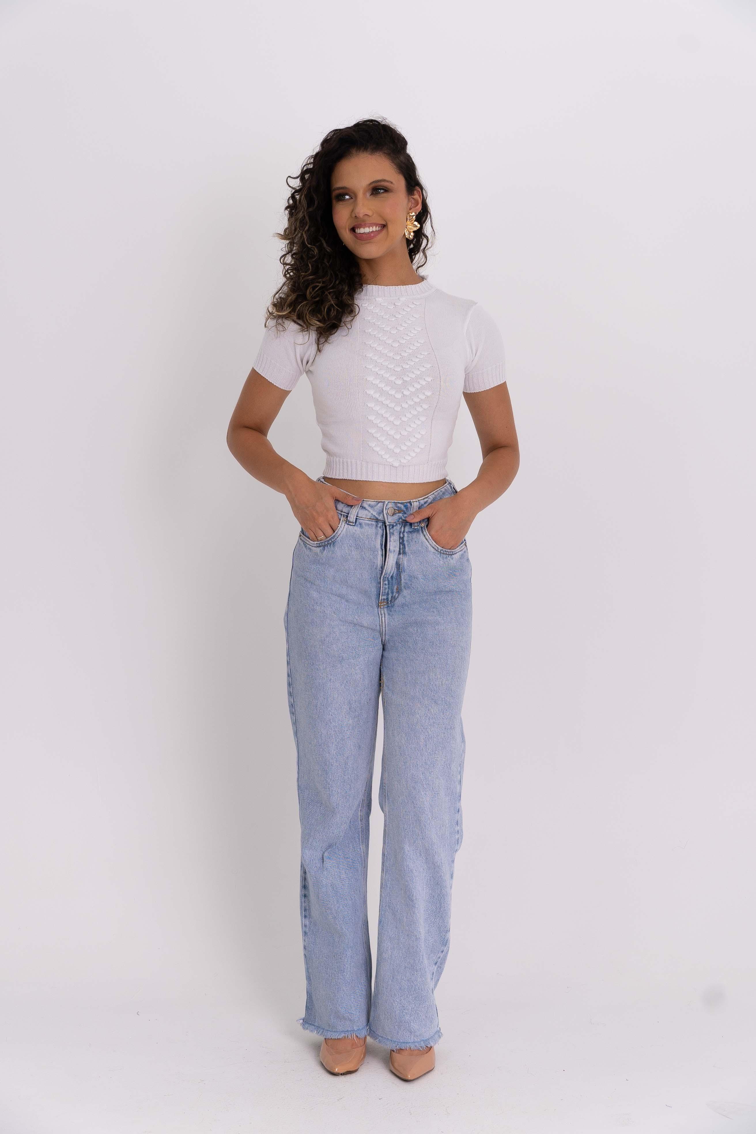 Cropped Tricot Ponto Pipoca