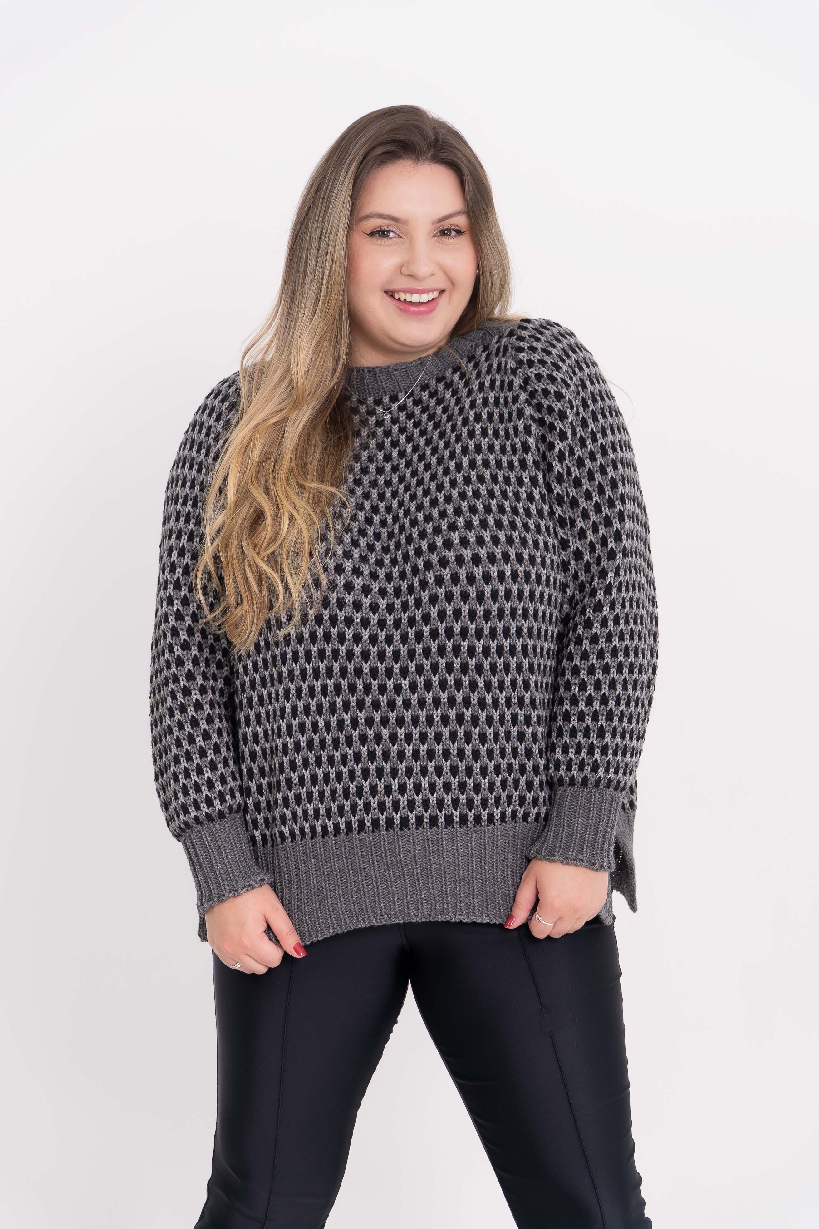 Poncho de lã mesclado