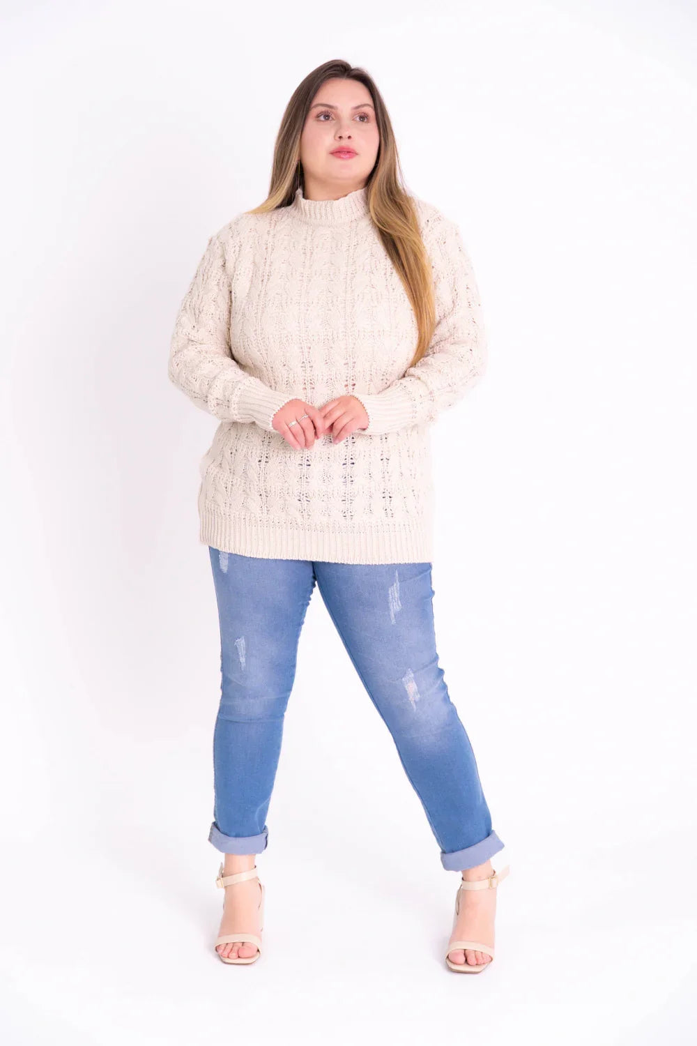 Blusa Tricot com Tranças Feminina