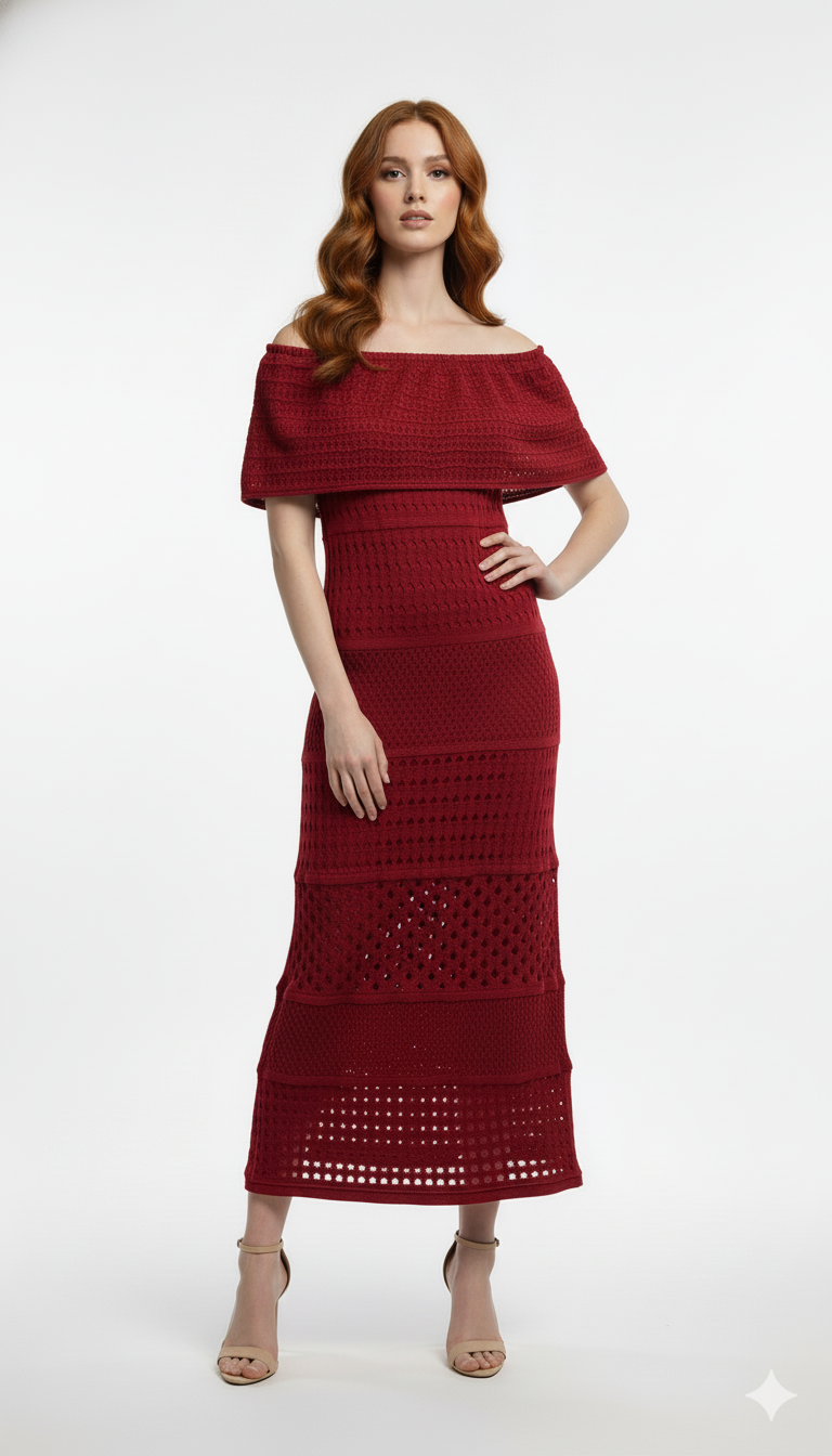 Vestido Ombro a Ombro Rendado