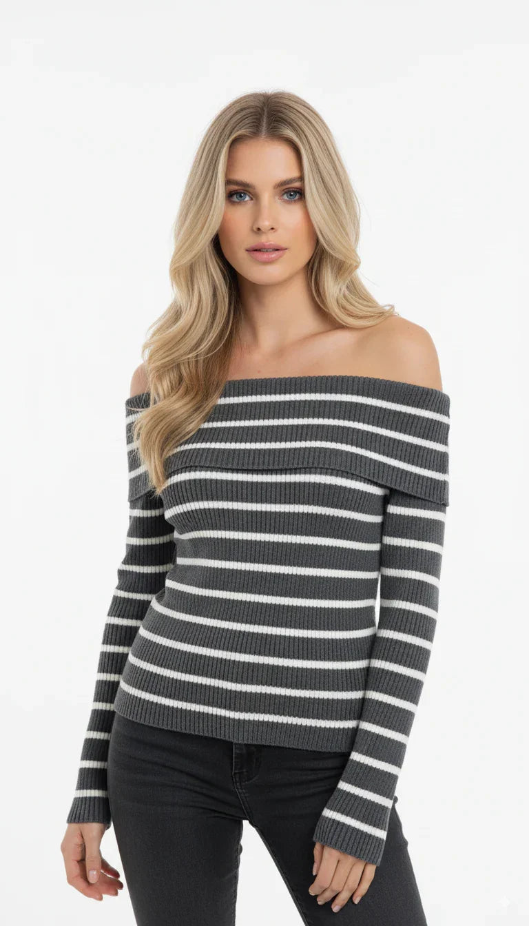 Blusa Ombro a Ombro Listrada