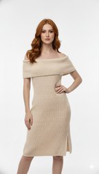 Vestido Ombro a Ombro com fenda