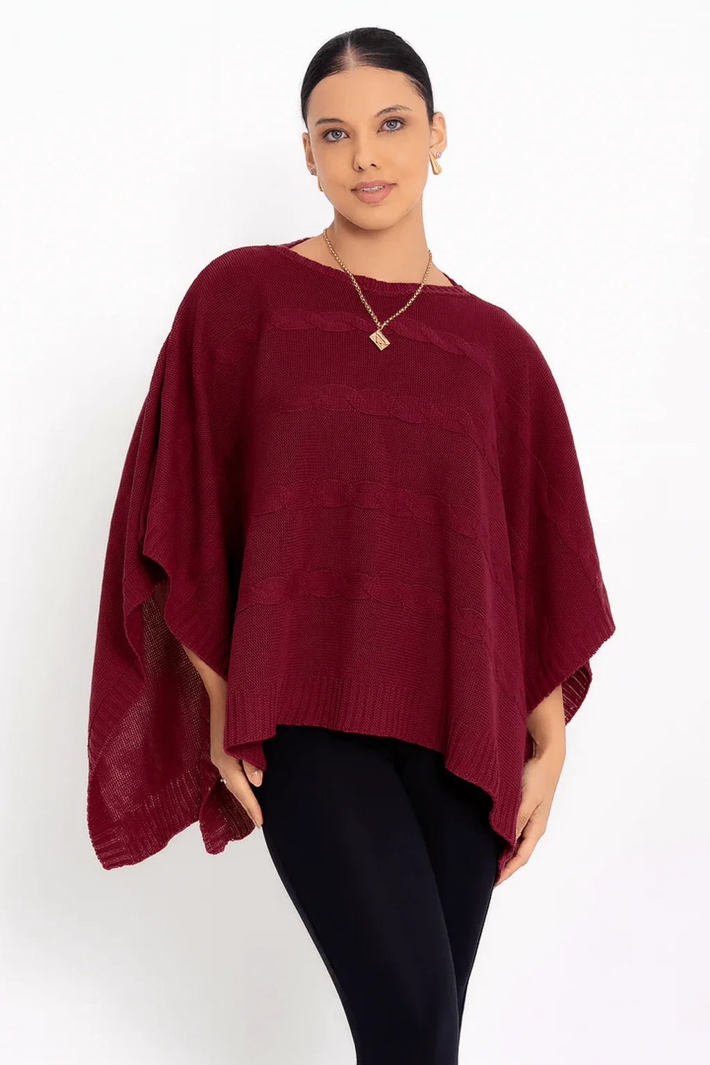 Poncho Quadrado com Trança Horizontal