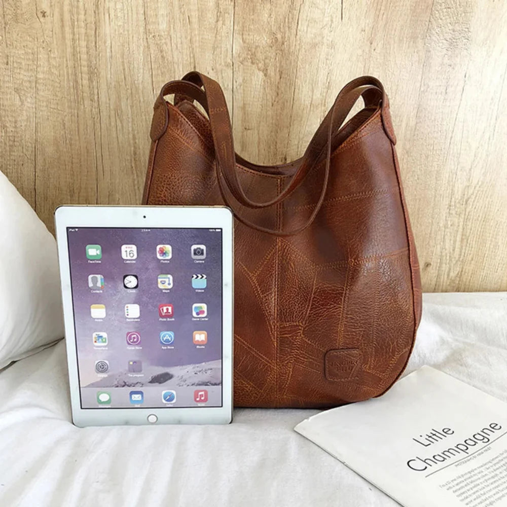 Bolsa Hobo de Couro PU Vintage Feminina