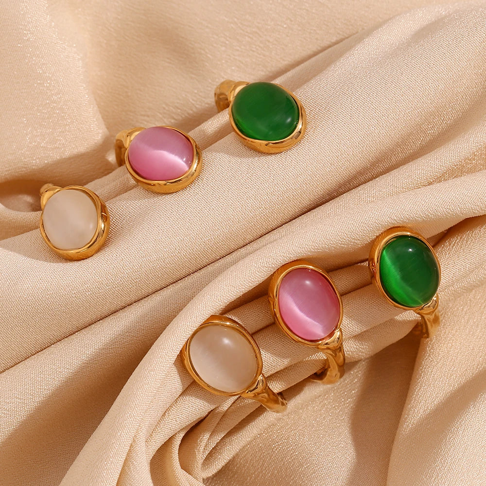 Pulseira em Aço Inoxidável com Cristal de Ágata