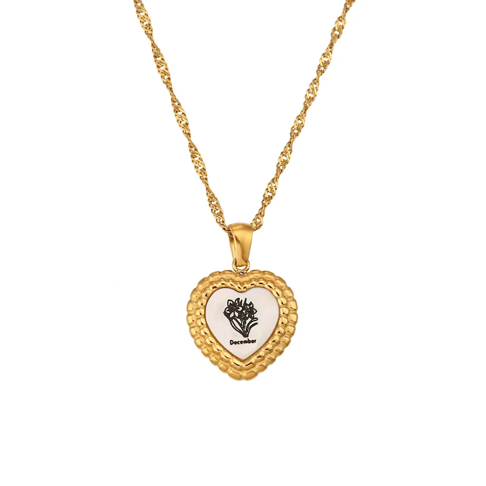 Colar Vintage Coração Flor Aço Inoxidável