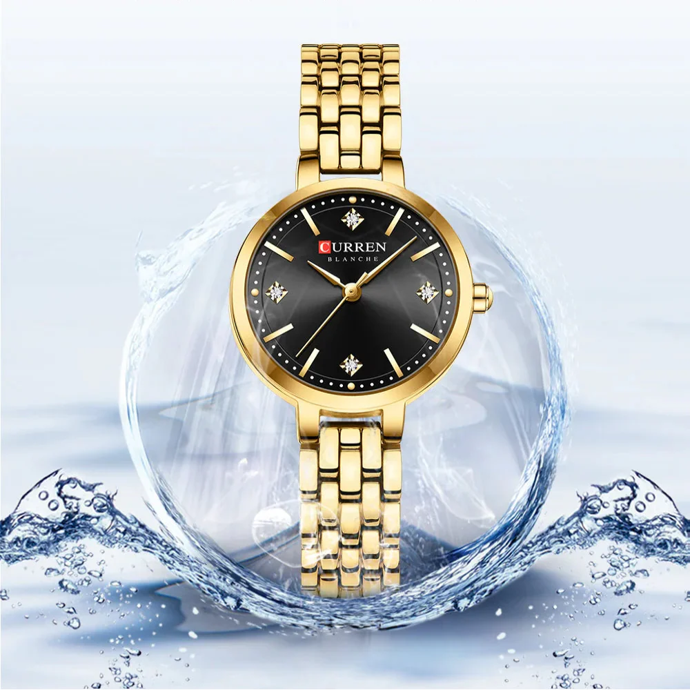 Relógio Feminino Curren Luxo Strass Aço Inoxidável