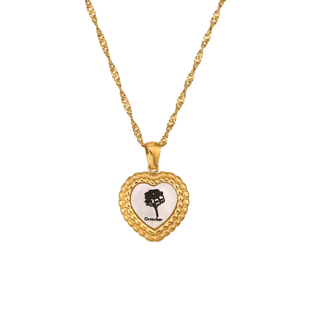 Colar Vintage Coração Flor Aço Inoxidável