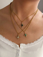 Colar Vintage Geométrico com Pedra Natural e Strass