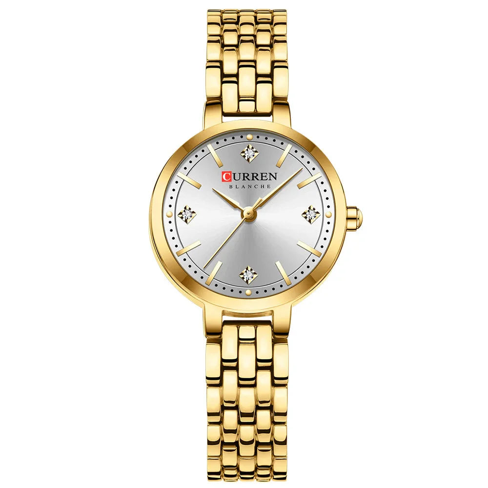 Relógio Feminino Curren Luxo Strass Aço Inoxidável