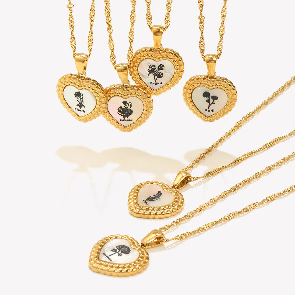 Colar Vintage Coração Flor Aço Inoxidável