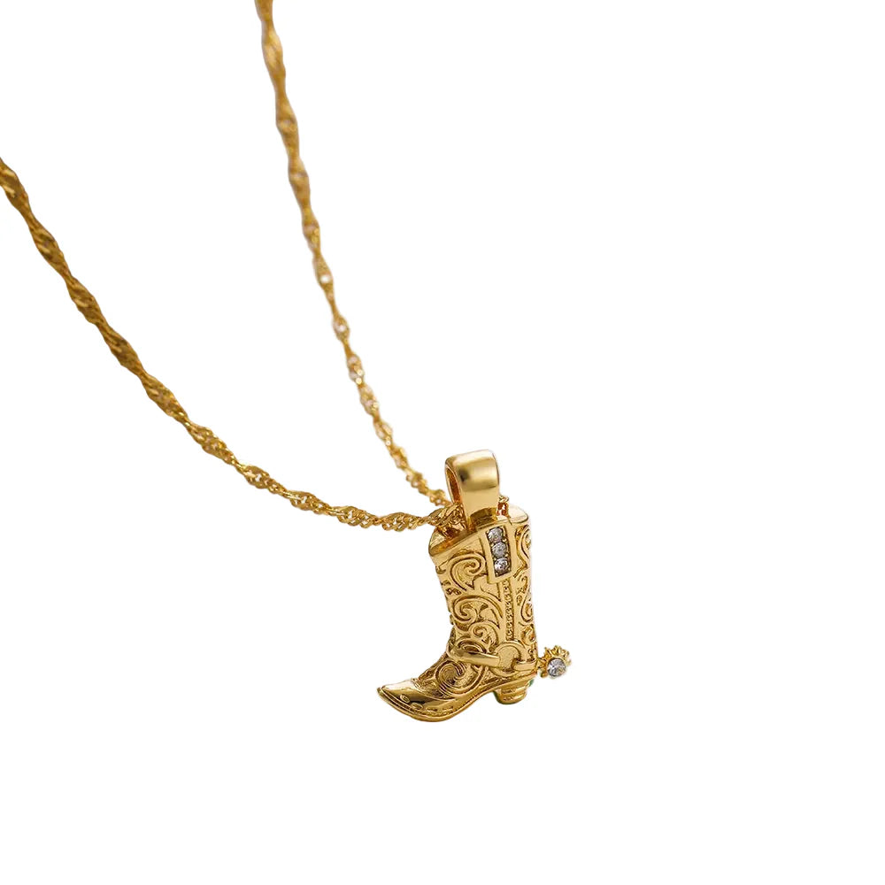 Colar Pingente Botas Cowboy Banhado a Ouro