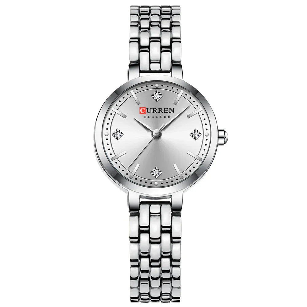 Relógio Feminino Curren Luxo Strass Aço Inoxidável