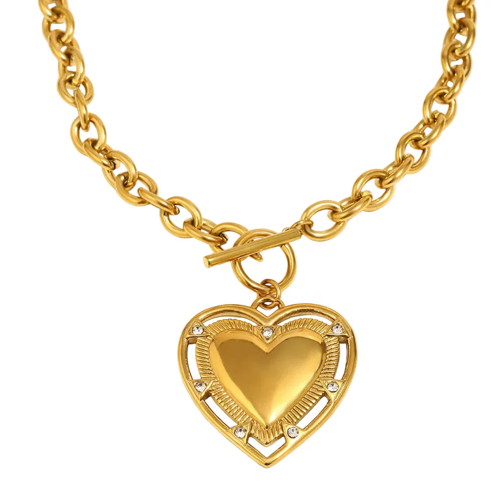 Colar Vintage Coração PVD Aço Inoxidável