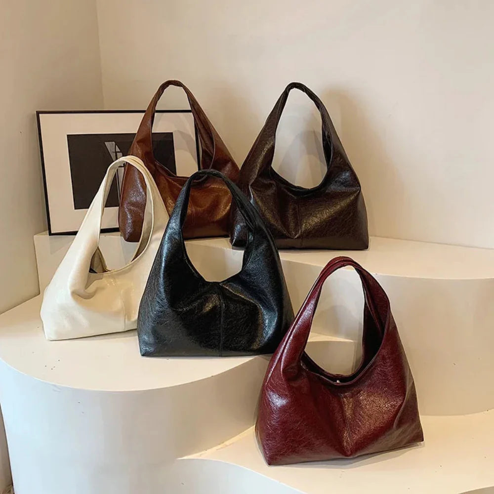 Bolsa Hobo de Couro Plutônio Elegante para Mulheres