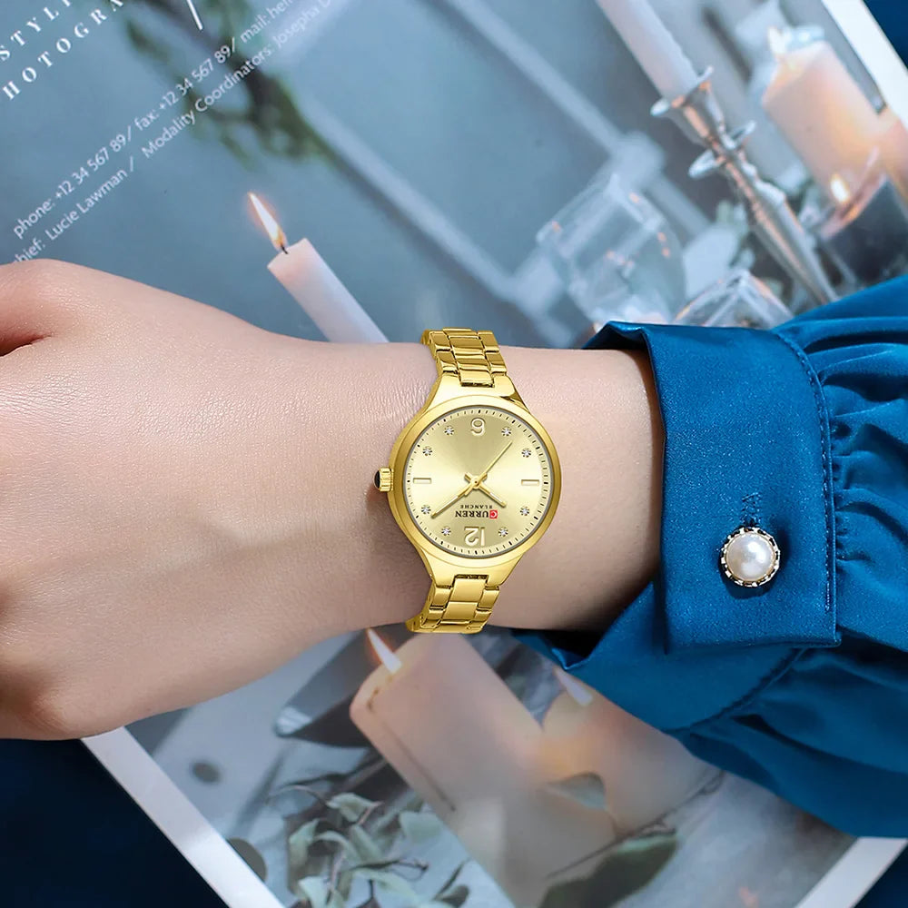 Relógio Luxuoso Curren Feminino em Aço Inoxidável