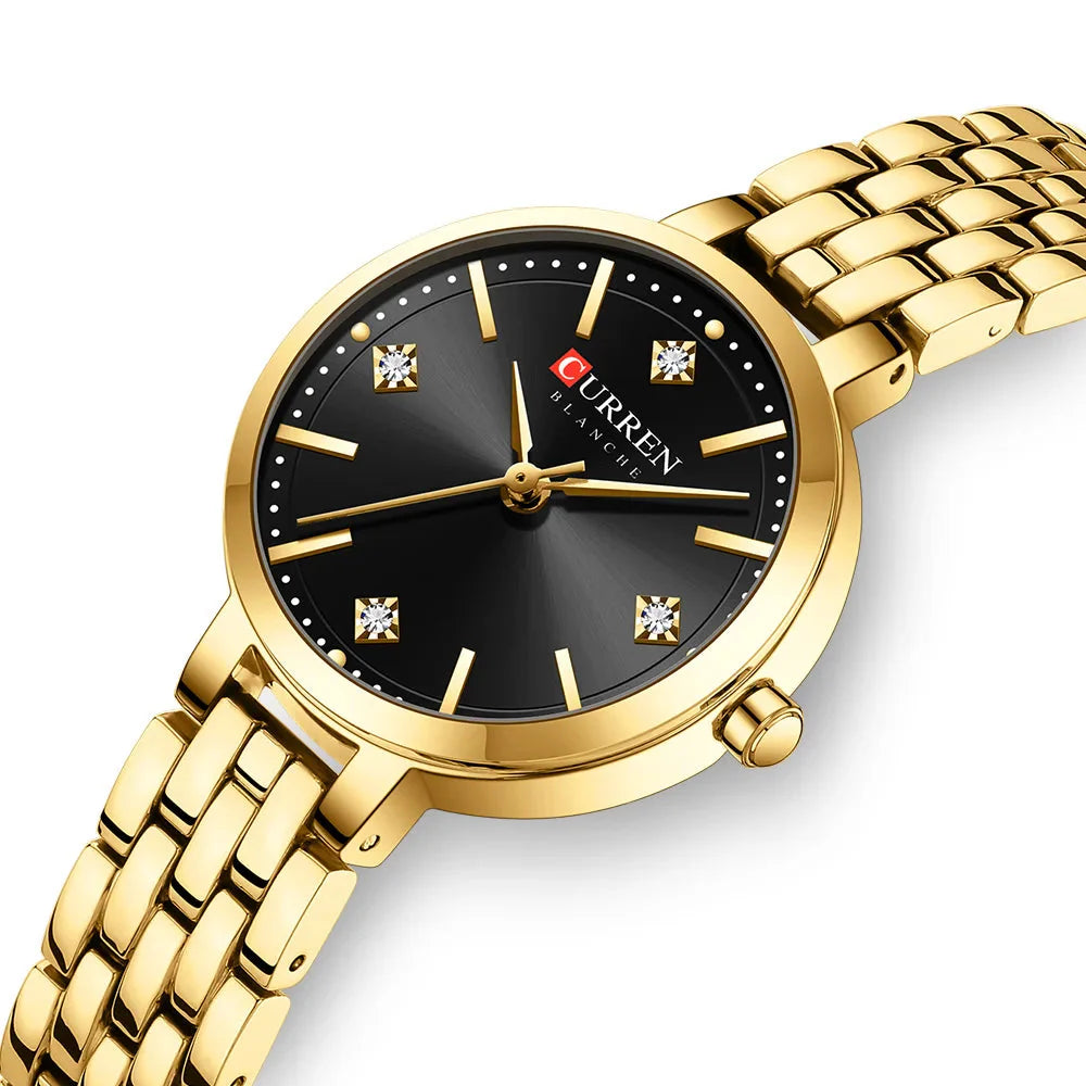 Relógio Feminino Curren Luxo Strass Aço Inoxidável
