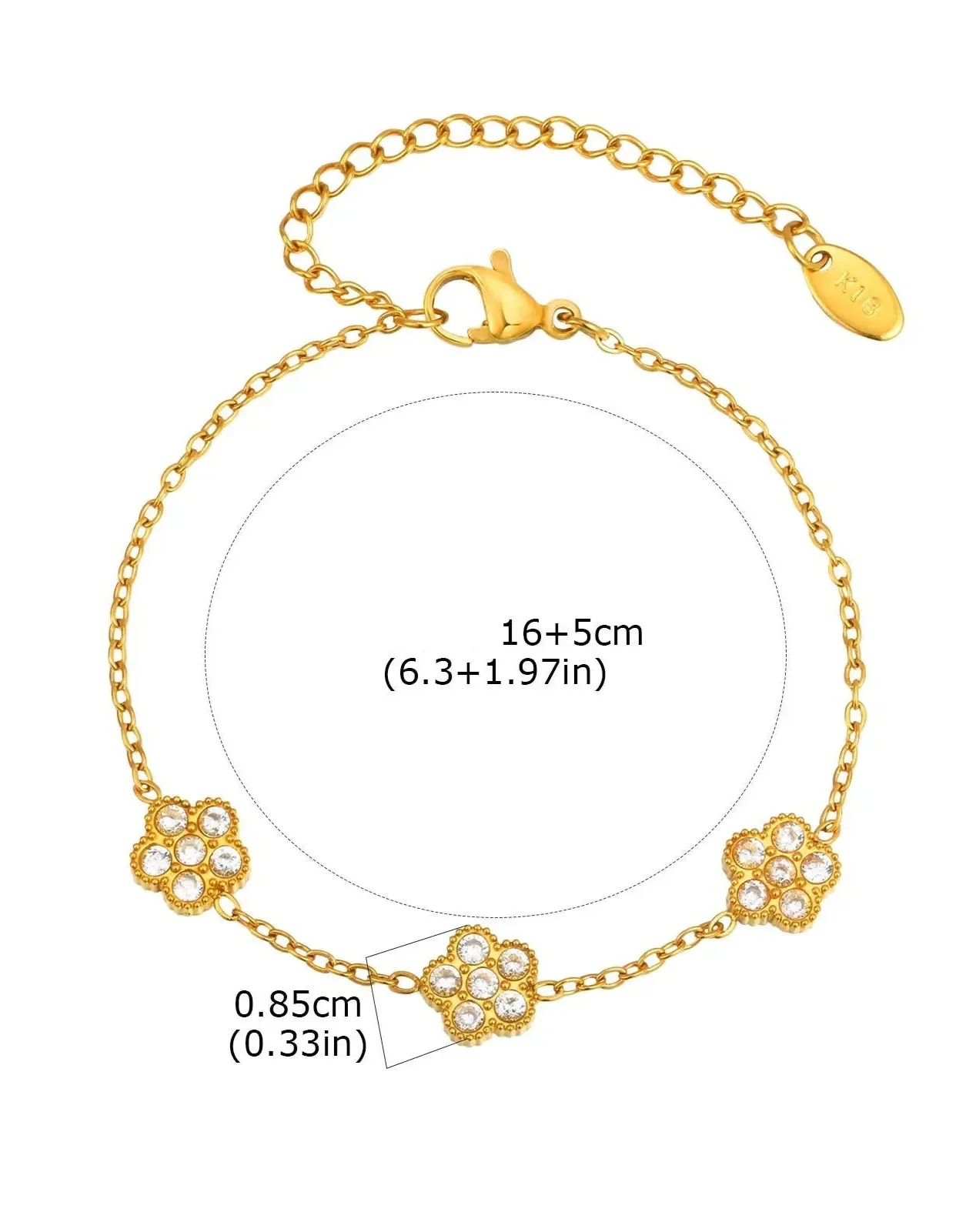 Pulseira Flor de Zircônia Banhada a Ouro 18K