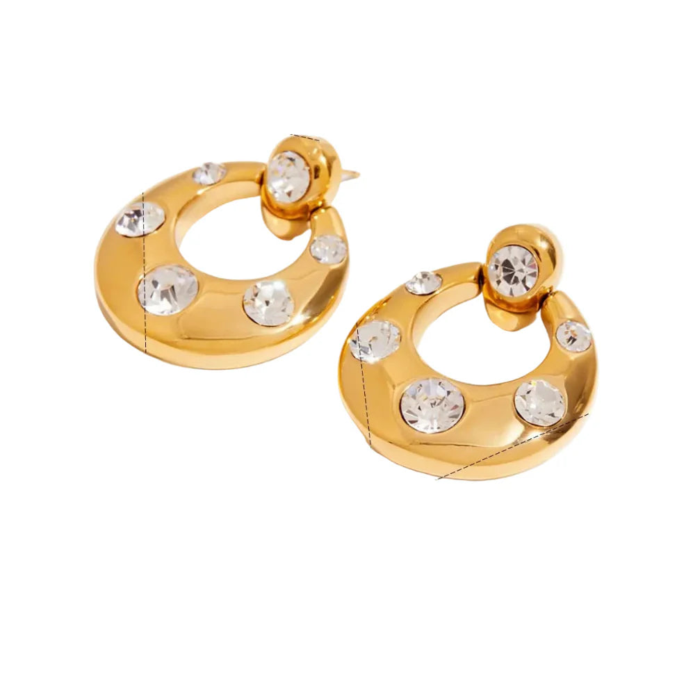 Brincos Luxuosos Zircão 18K Banhado a Ouro