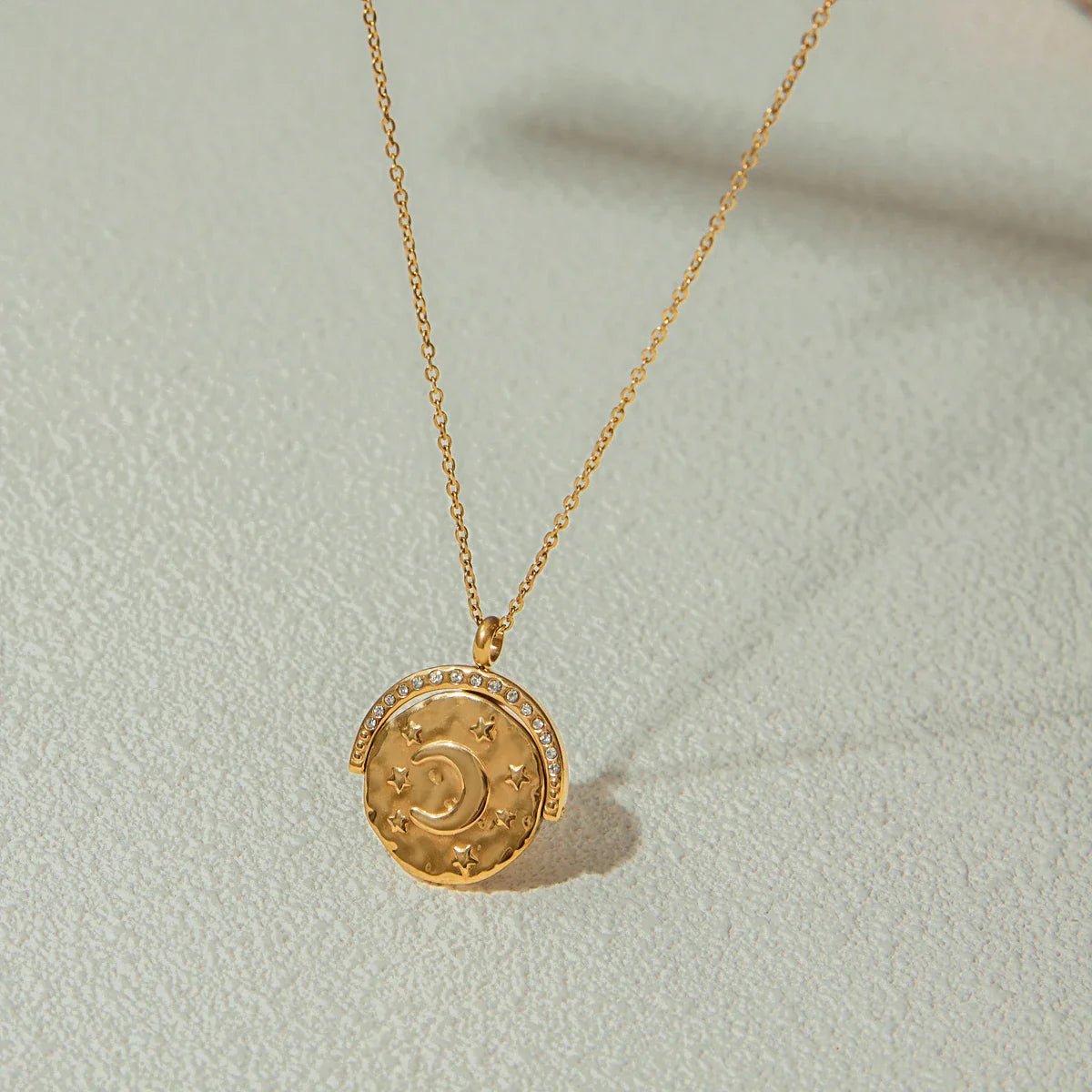 Colar Rotativo Estrela e Lua Banhado a Ouro 18K