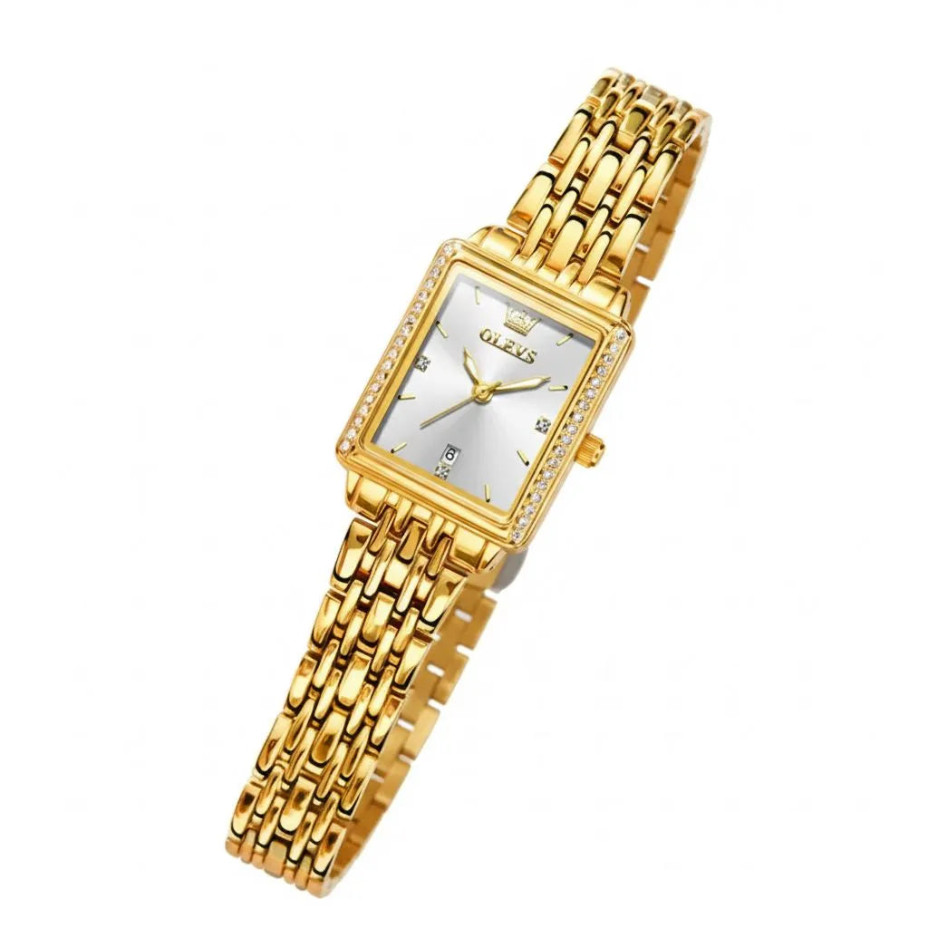 OLEVS Relógio de Luxo Feminino à Prova D'Água em Ouro