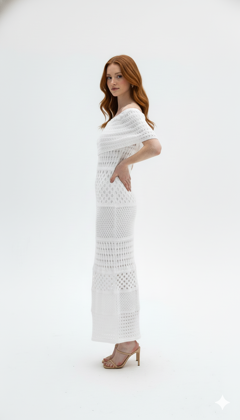 Vestido Ombro a Ombro Rendado