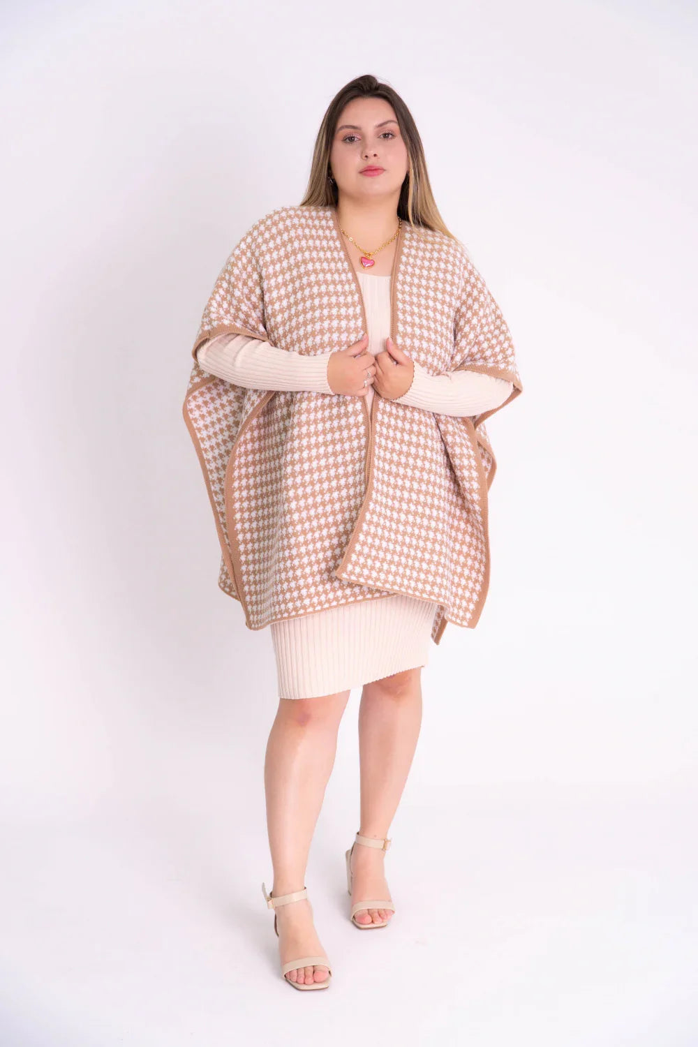 Poncho Feminino Pied-de-Poule