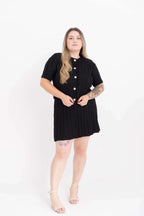 Conjunto Trançado Casaco e Mini Saia