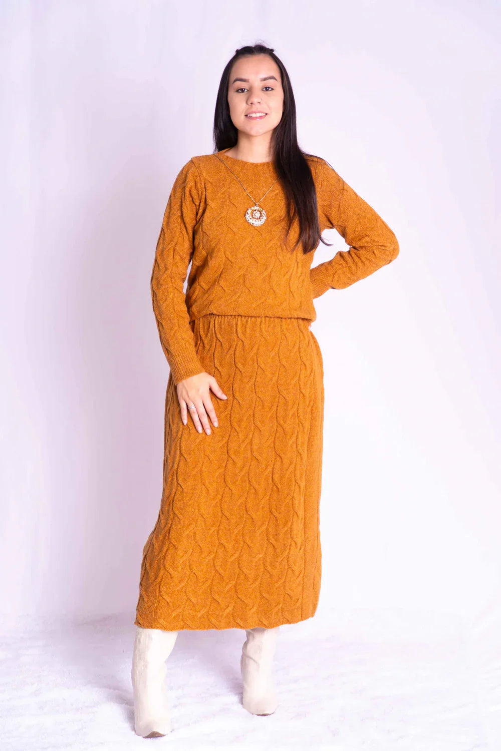 Conjunto Mousse Saia Blusa Trançada