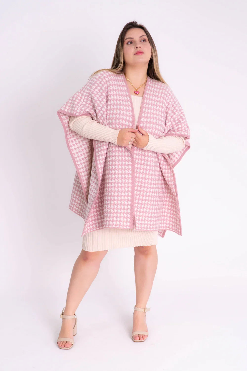 Poncho Feminino Pied-de-Poule